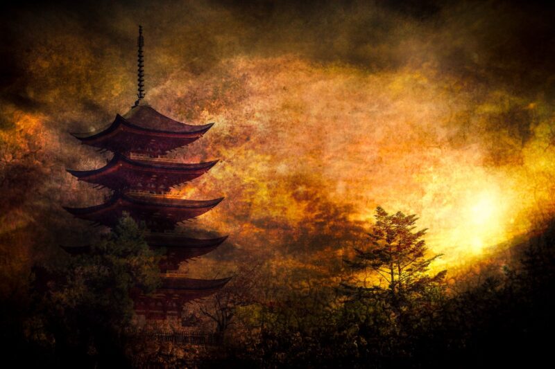 Fiery Goju-no-to Pagoda Japan