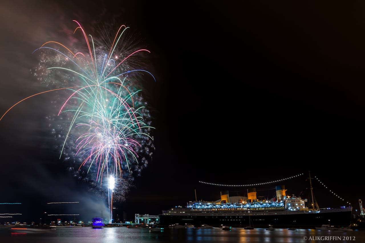 Fourth of July at the Queen Mary with Fireworks.