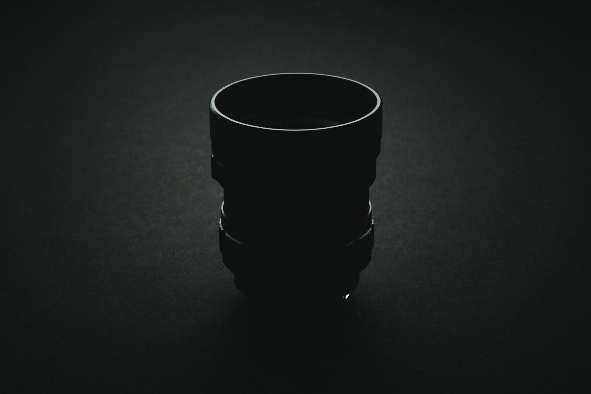 Simera 75mm f1.4 Product shot with lens hood