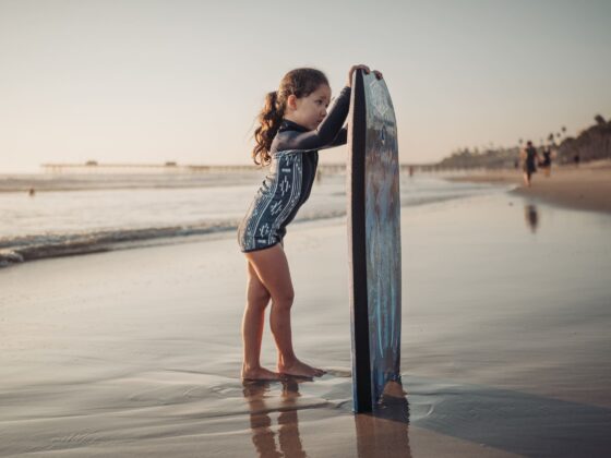 Kalina Holds Body Board at T-Street San Clemente