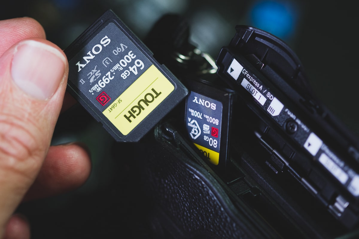 SD or CFxA memory cards