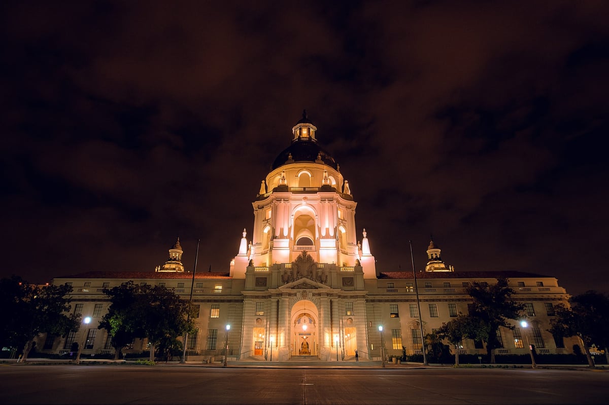 Night HDR of the Pasadena City Hall Pasadena City Hall Front