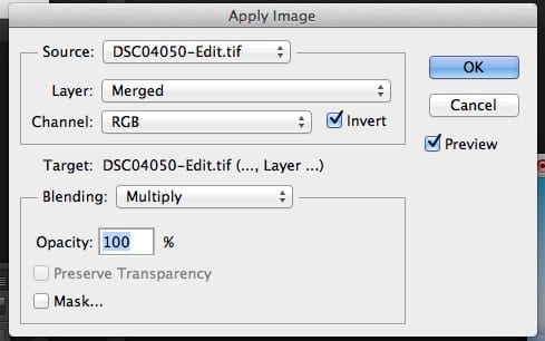 Apply Image with Invert Button