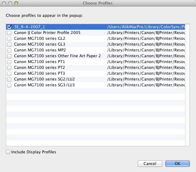 Soft Proofing Select Printer
