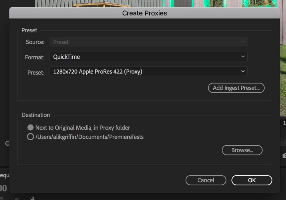 Creating Proxies render dialogue window.