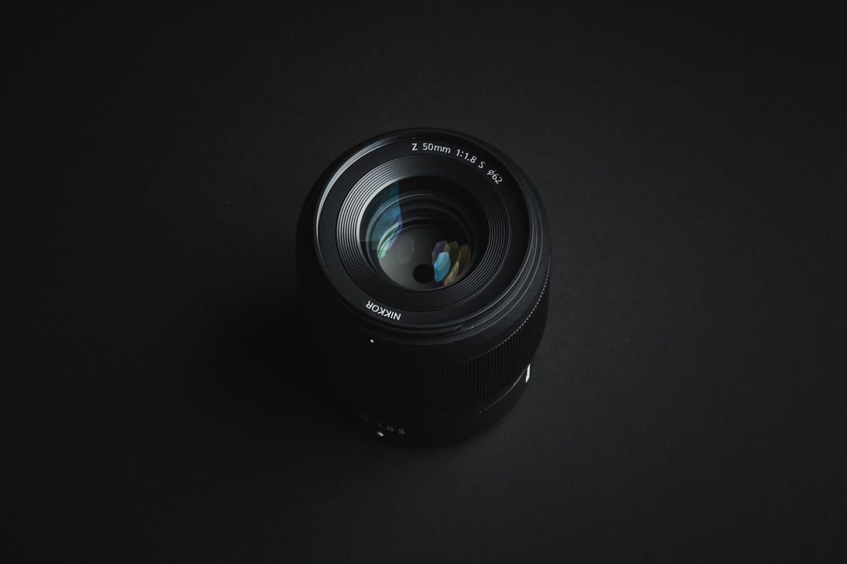 Nikon 50mm f1.8 S Product Shot Just the lens from above.