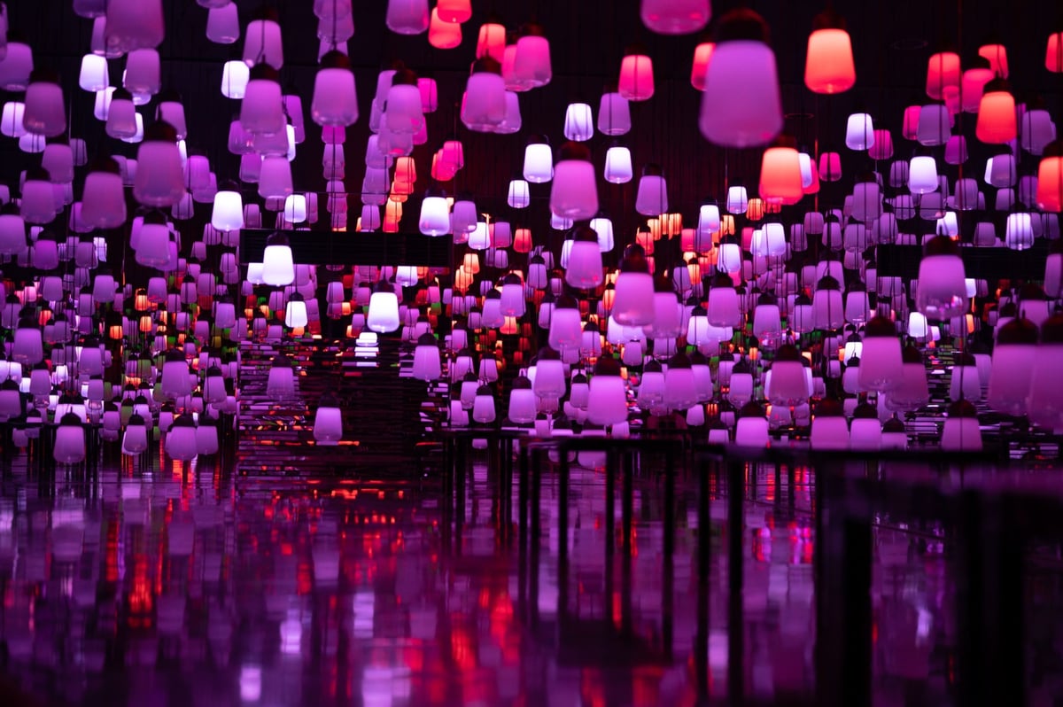 Unedited photo of hanging lanterns.