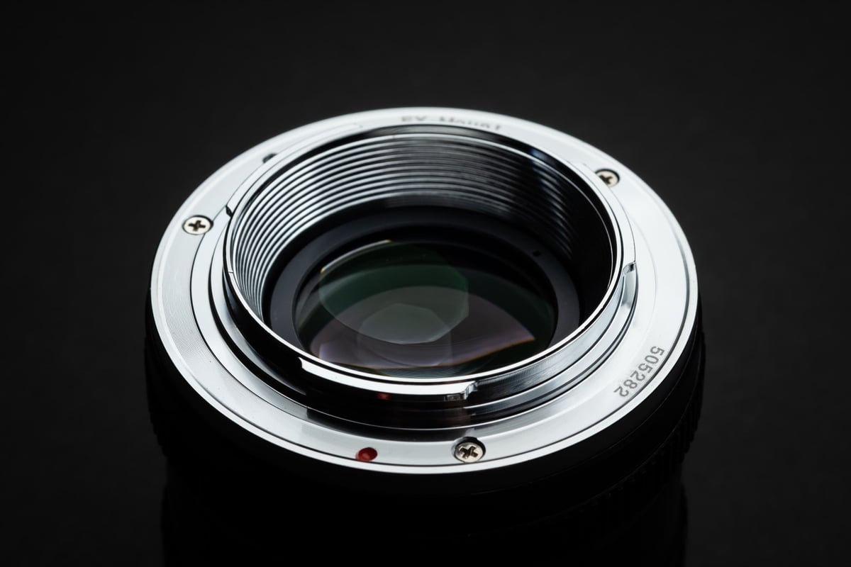 Brightin Star 50mm f1.4 Product Photo showing the rear mount and rear element.