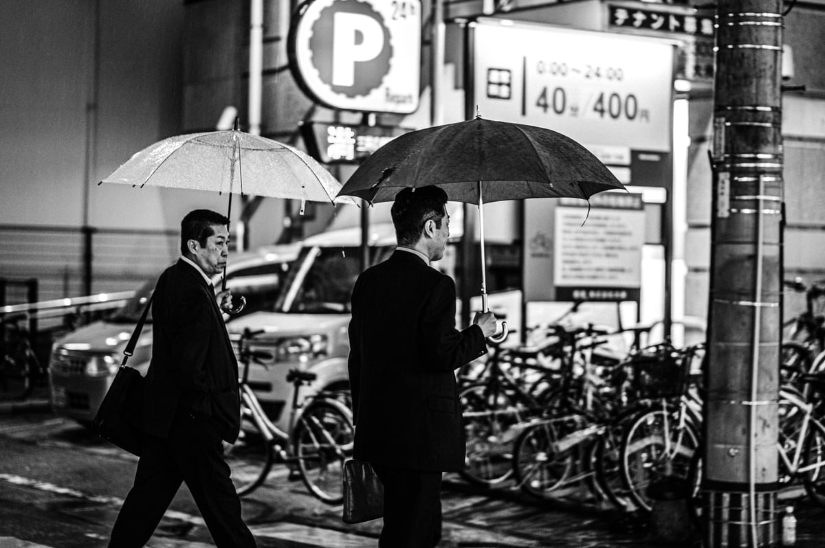 black and white street photography in Japan