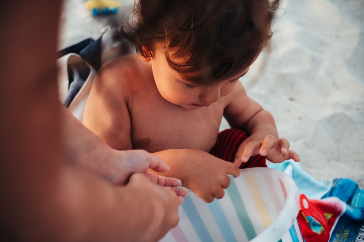 Luka digs in bucket.