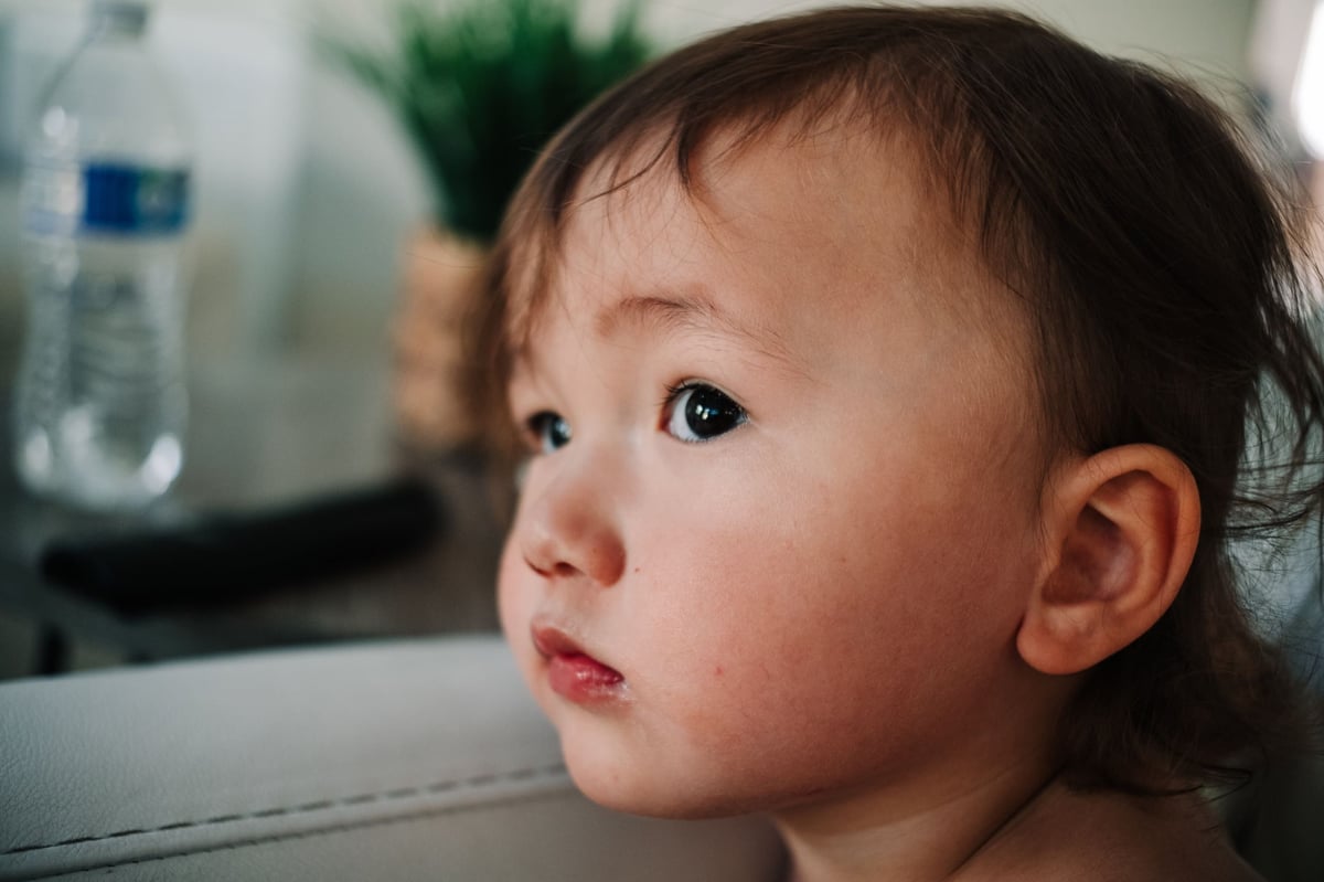 Closeup of little boys eye