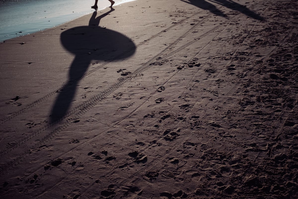 Shadow of a surfer.
