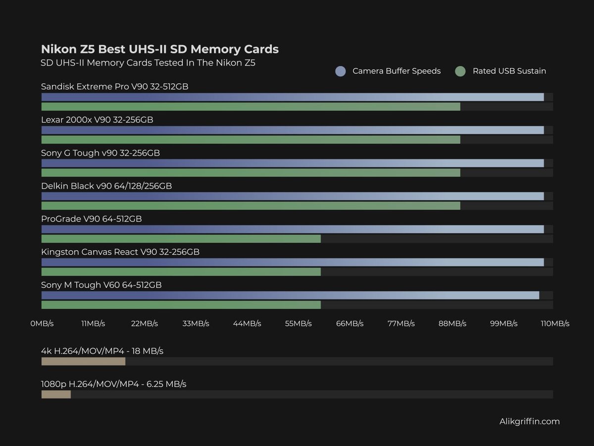 Best SD Memory Cards Chart - Recommendations For The Nikon Z5