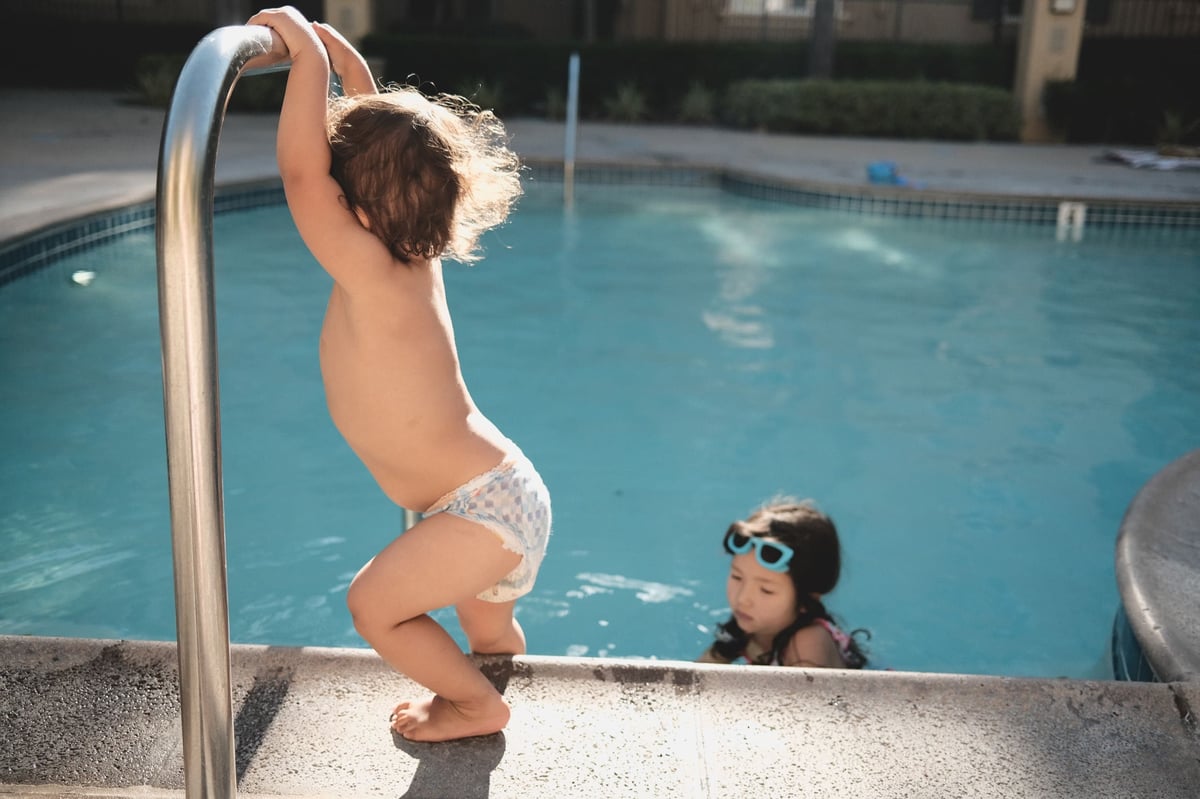 Luka and Kalina at pool using Classic Chrome