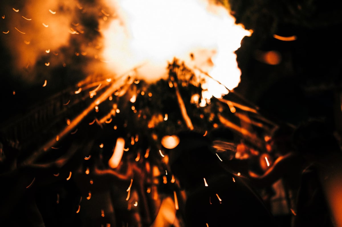 Shot of flames and sparks