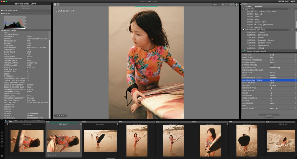 FUJIFILM X RAW STUDIO Interface Sample