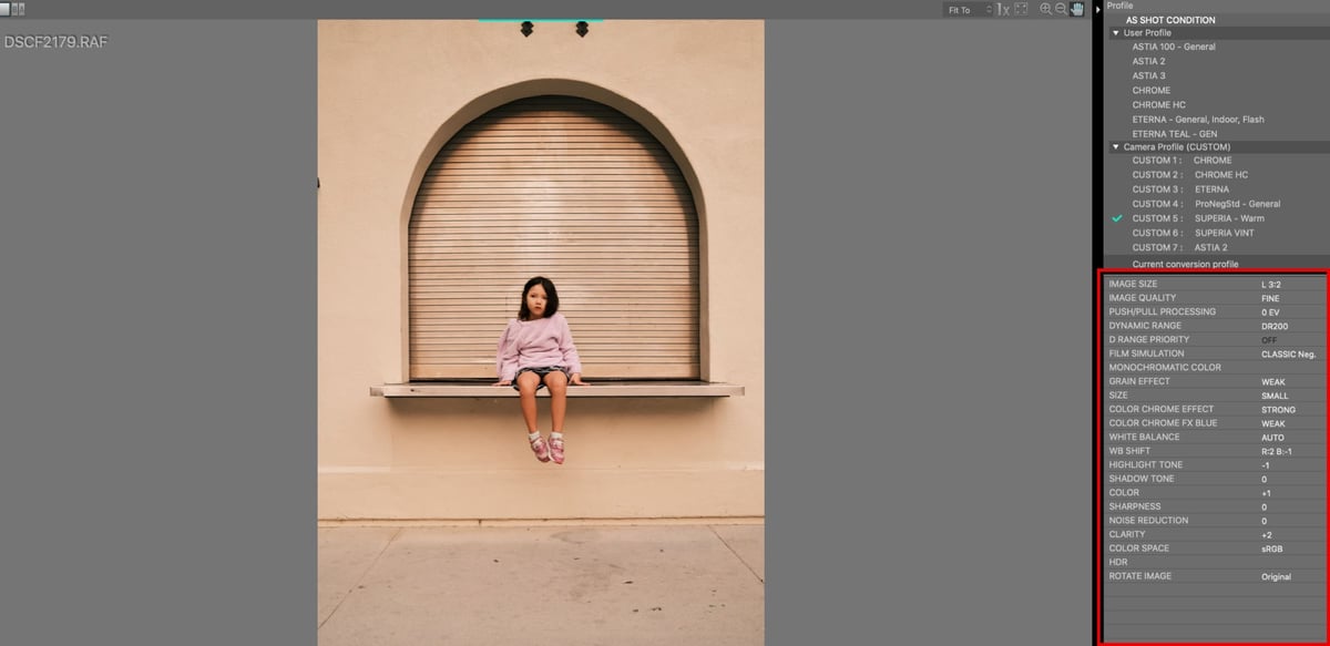 Sample Look with FUJIFILM X RAW STUDIO