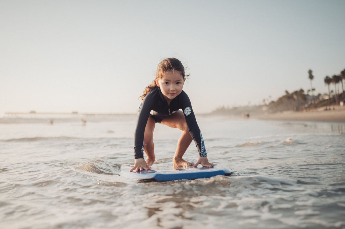 Kalina pretending to surf