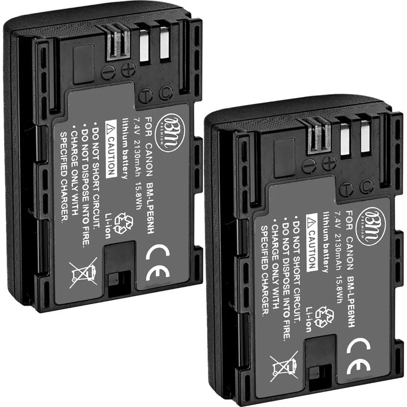 BM Premium LP-E6NH Batteries 2-Pack With Charger