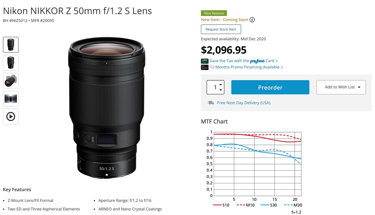 NIKKOR Z 50mm f1.2 S Overview