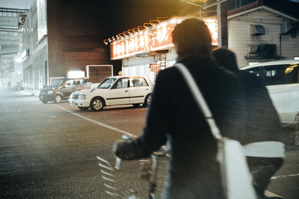 Night street photo with grain applied