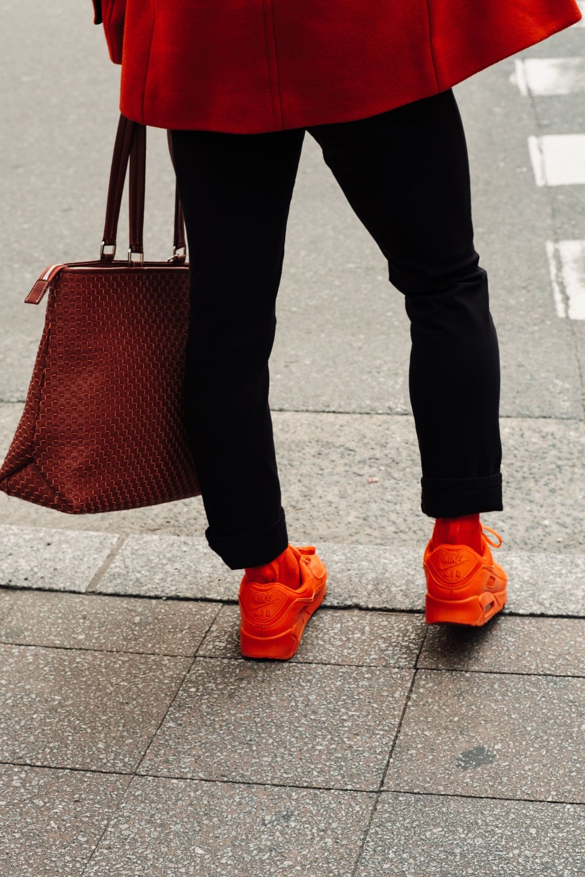 Man with matching red clothes