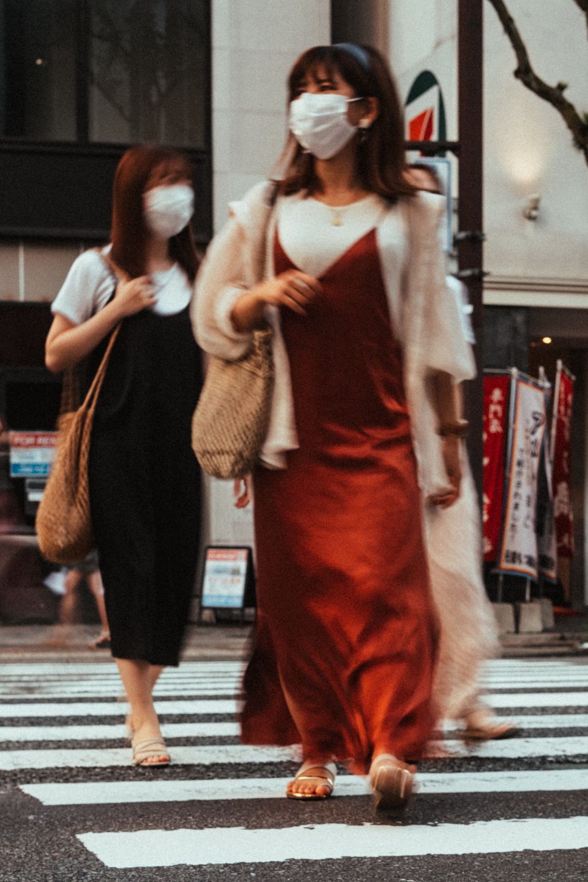 Japan street photos woman crossing street