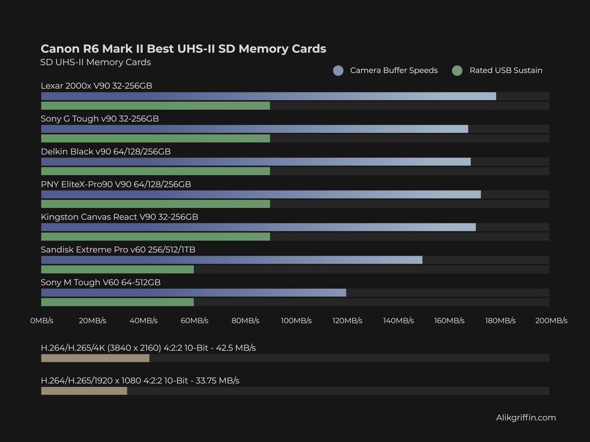 Best SD Memory Cards Chart For The Canon R6 II
