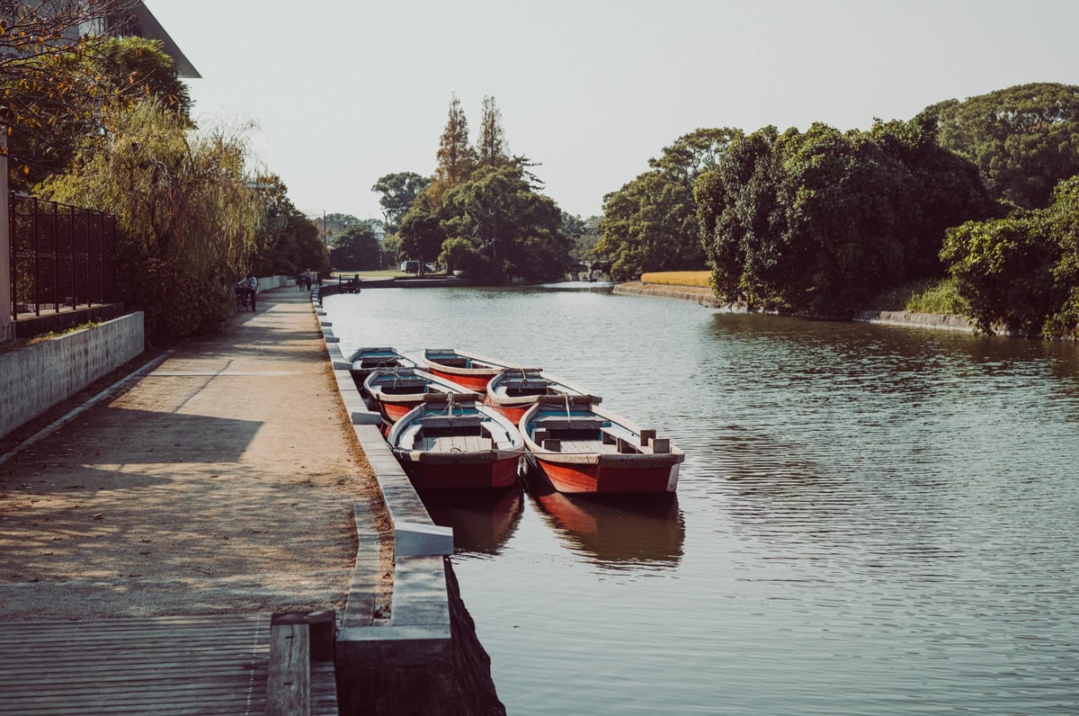 Yanagawa boats in a river