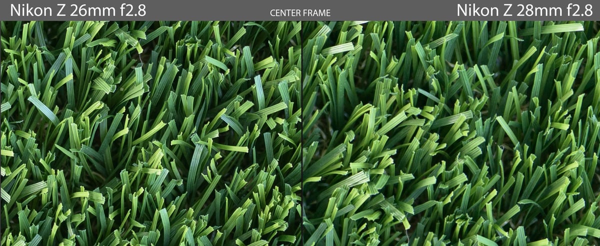 Center Sharpness 26mm vs 28mm