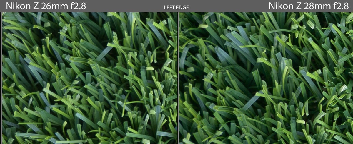 Left Edge Sharpness 26mm vs 28mm