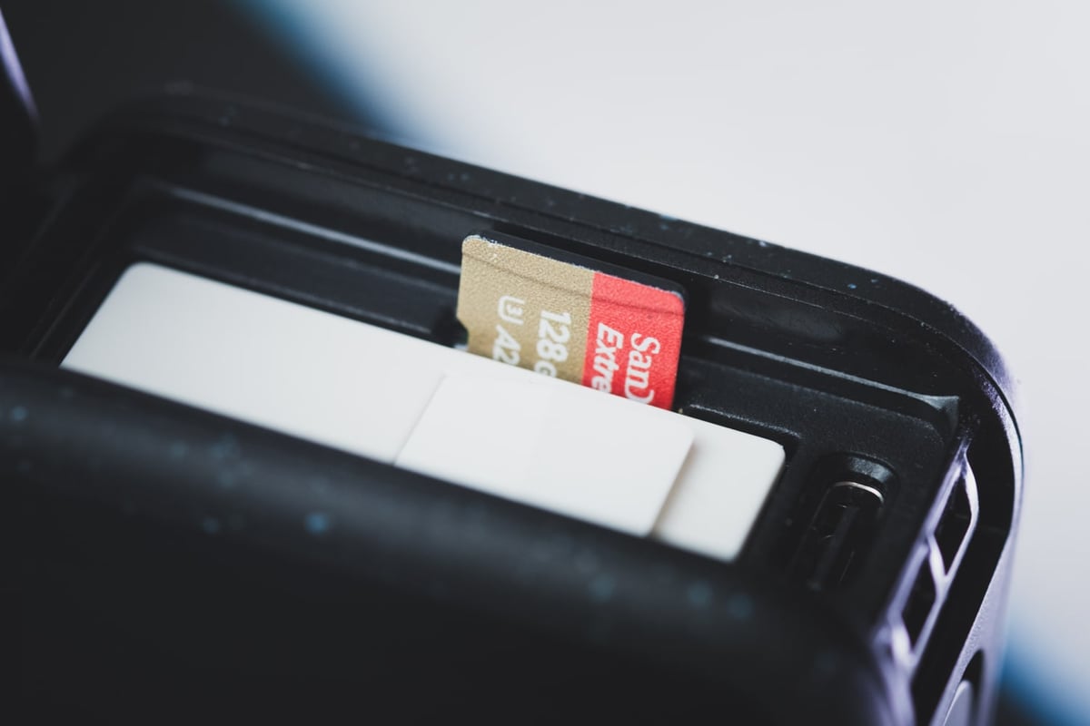 GoPro Hero12 memory card slot next to the battery