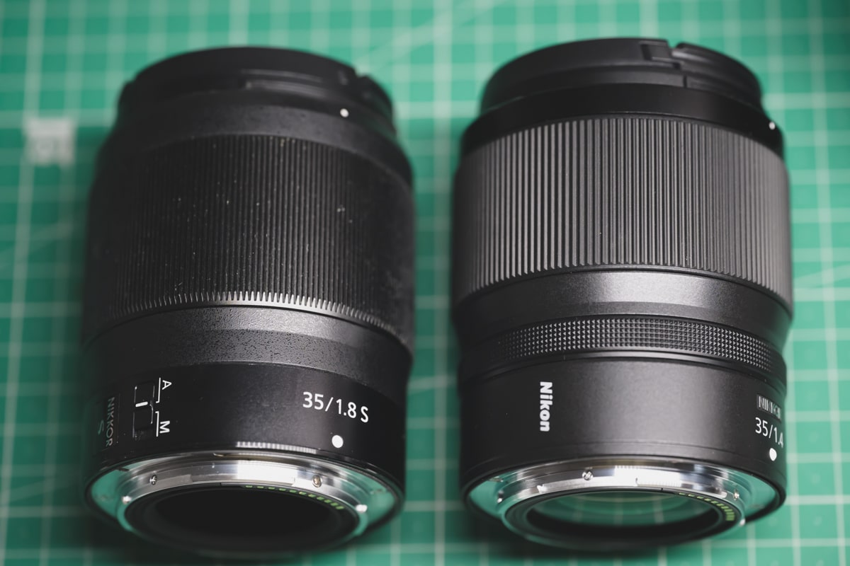 Nikon 35mm f1.4 vs 35mm f1.8 Side View