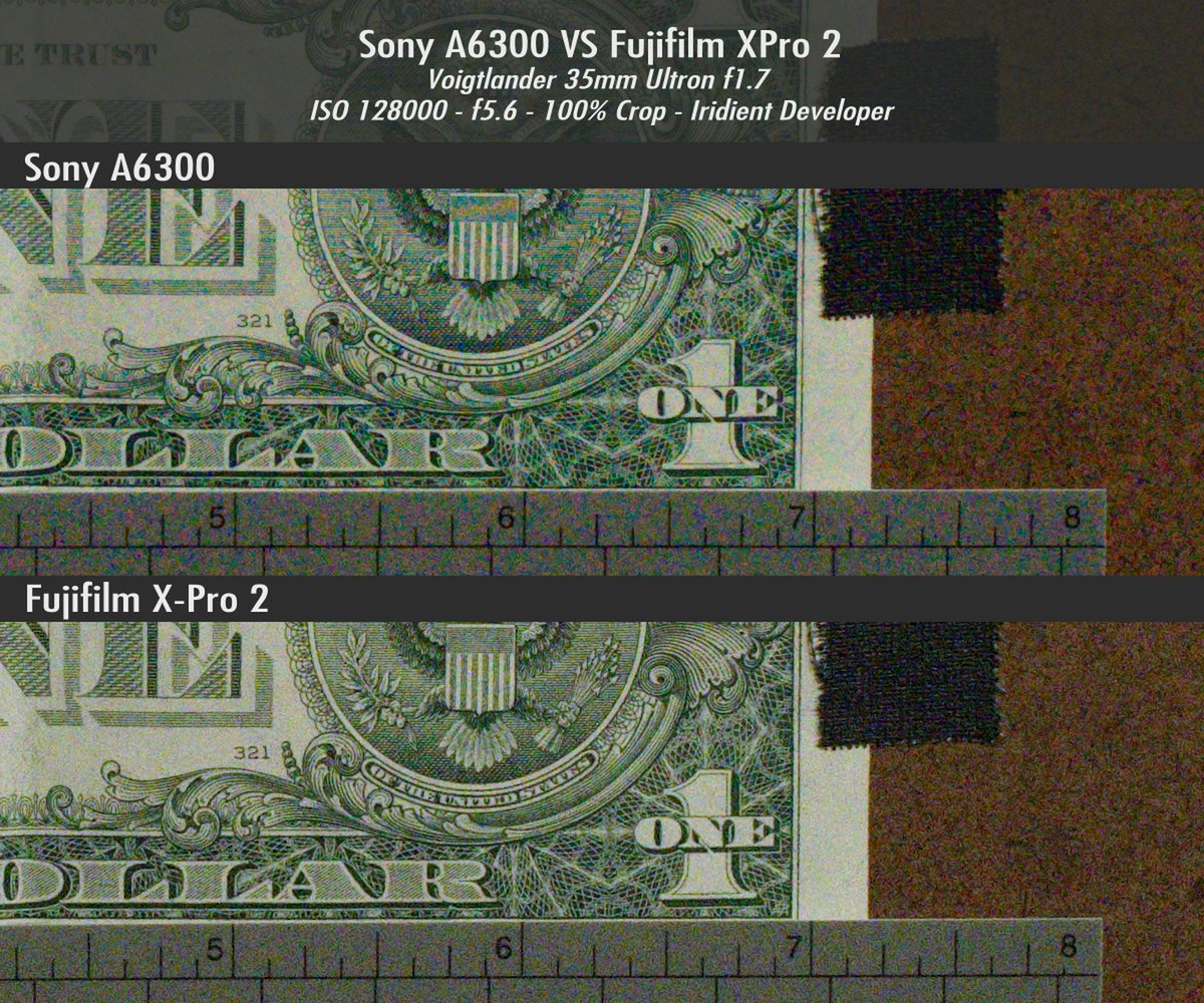 Sony A6300 vs Fujifilm XPro2 ISO 12800 Iridient Developer
