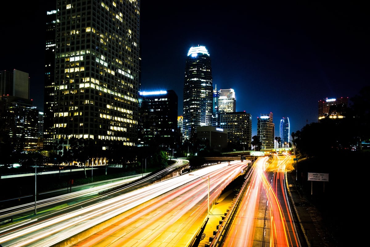 Long exposure shot in Downtown Los Angles. LA Downtown