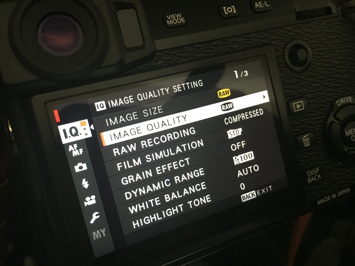 Fujifilm X-Pro2 Menu