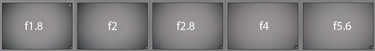 TTArtisan 23mm f1.8 Vignetting Sample Chart