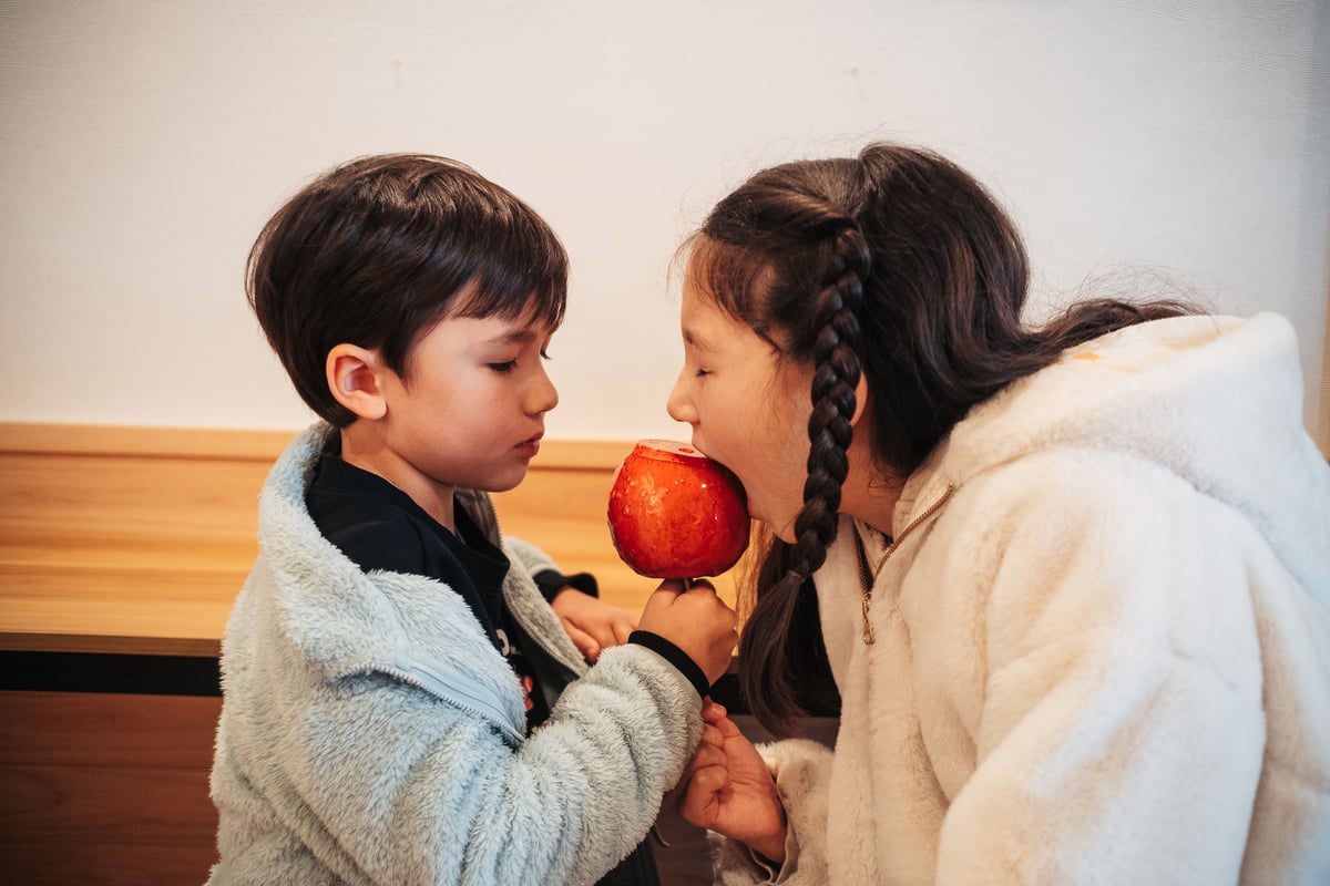 Kids Eating Candy Apple