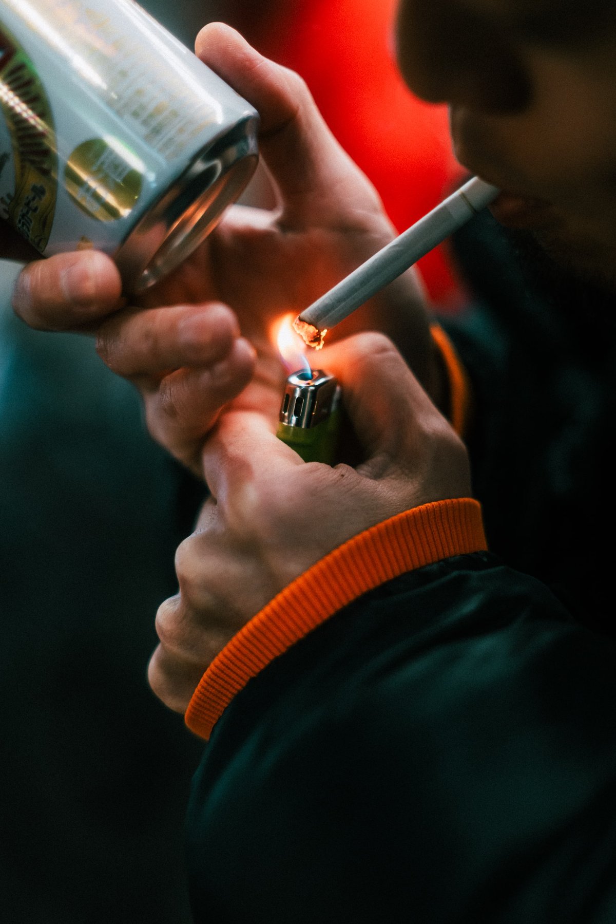 Street Photography Sample lighting a cigarette