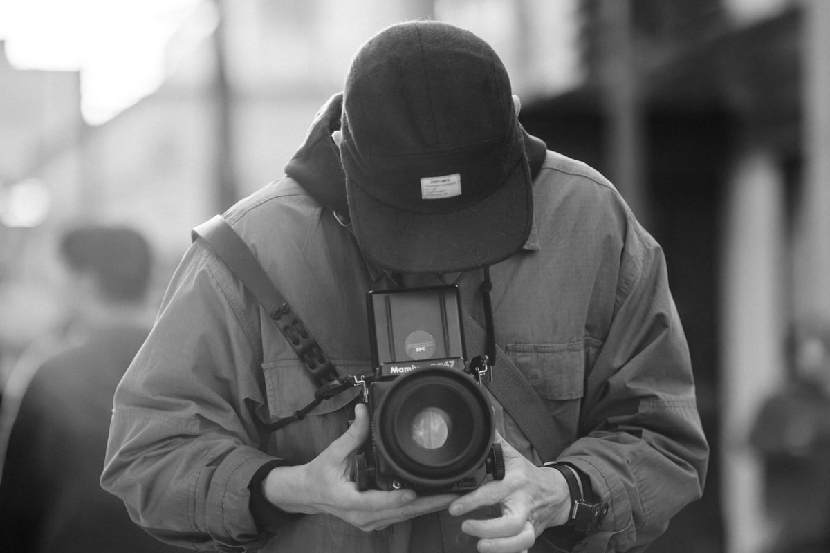 Alex San with a big medium format camera