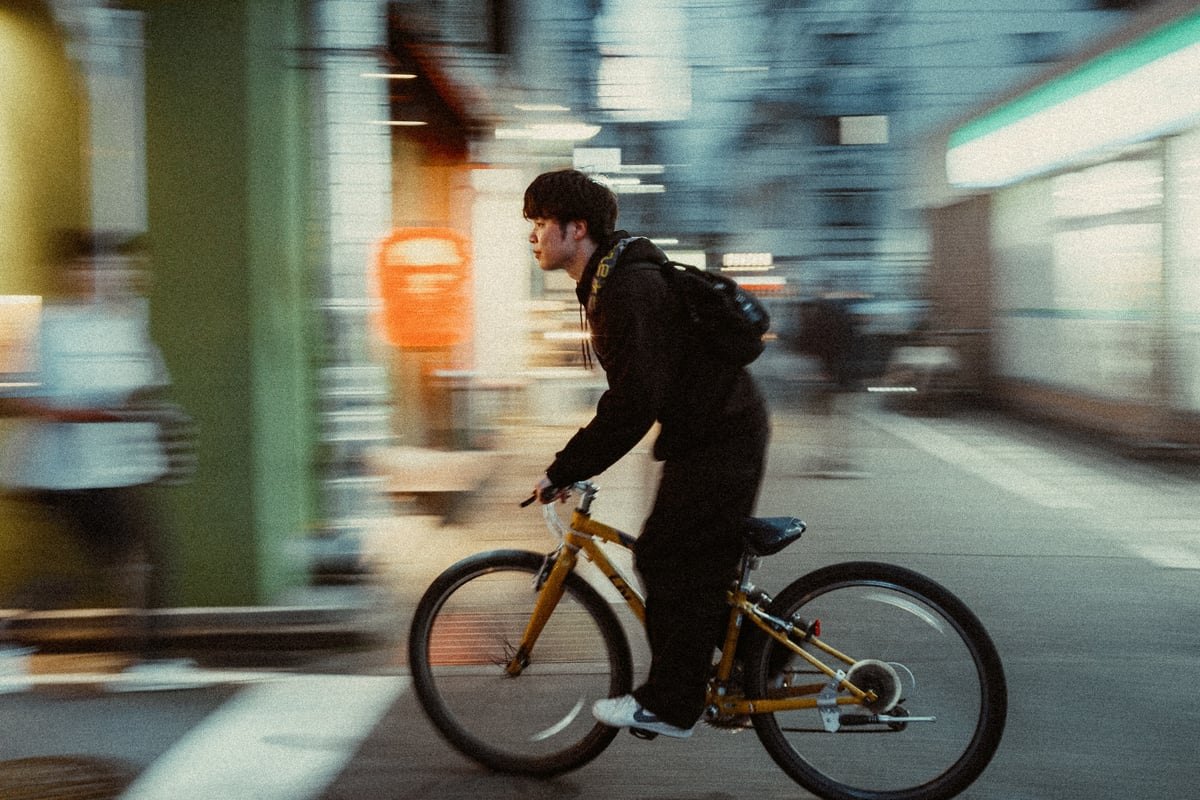 Slow shutter guy on a bike